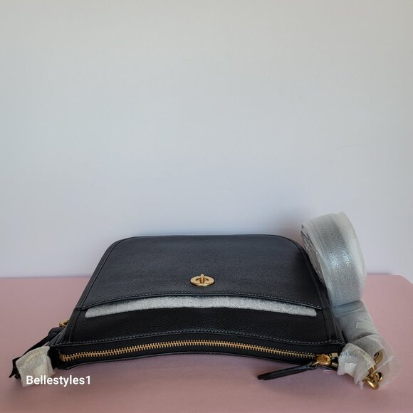 COACH Chaise Pebbled Leather Crossbody Bag- Black color $238. - Picture 10 of 16